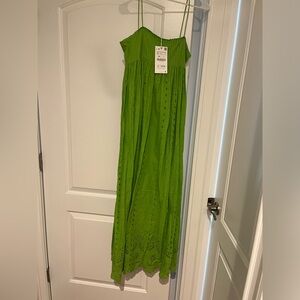 ZARA Openwork Embroidered Eyelet Sleeveless Maxi Dress S, brand new with tags!